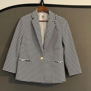 Anne Klein Black and White Striped Blazer